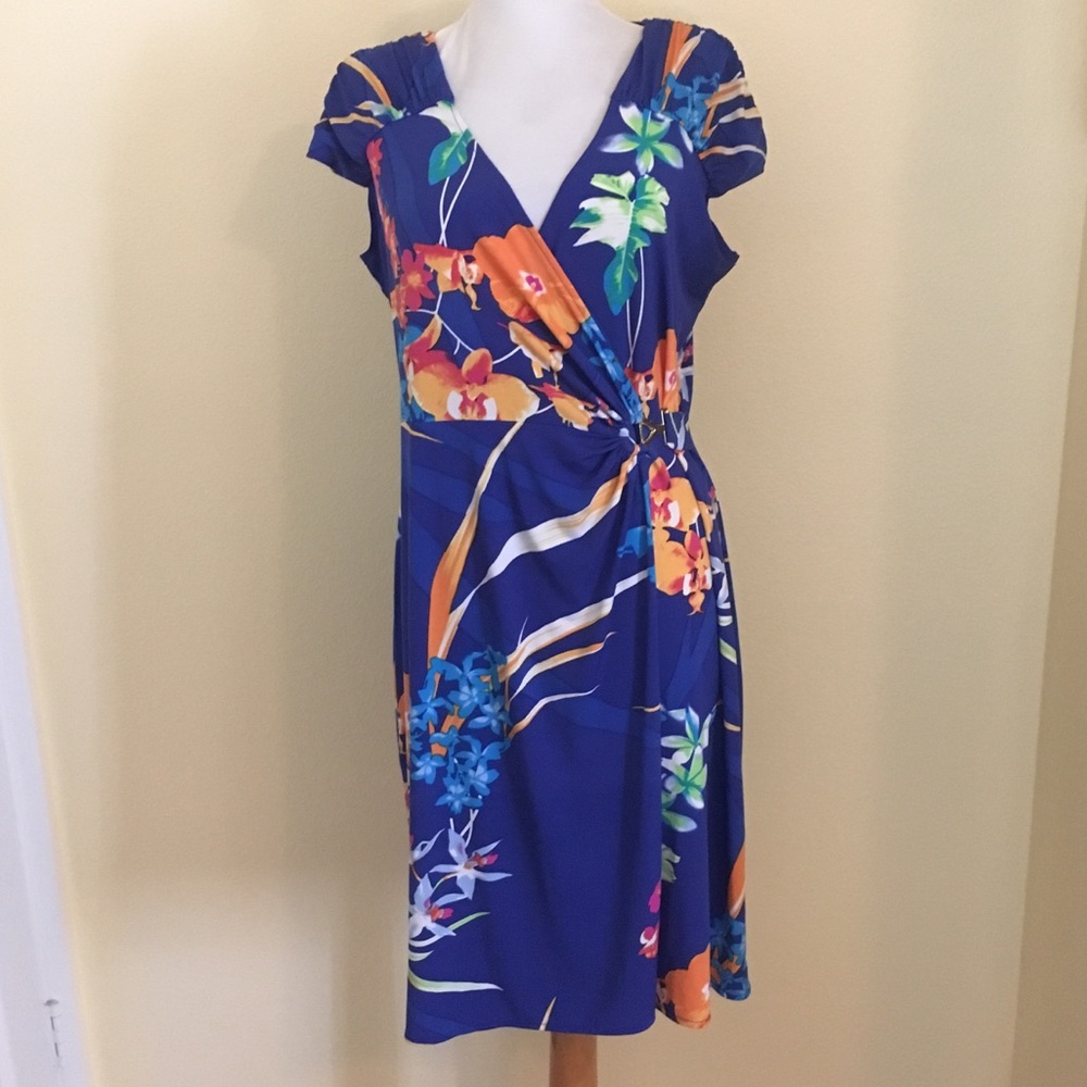 Alfani Tropical Floral Print Dress Medium